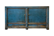 李 Li Blue 2 Door Sideboard. New, Reclaimed Pine Wood