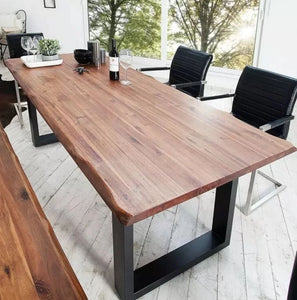 WAREHOUSE SALE AUBREY Modern Industrial Solid Wood Dining Table  ( 4 Color Selection ) Special Price $499 - 899