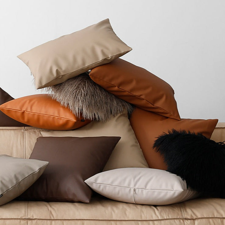 Earth tones Artificial Leather Pillow