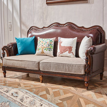BOSTON HILTON American Solid Wood Sofa 1+2+3 Armrest Leather Cloth Seat