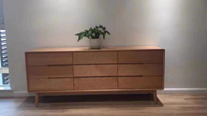 ANGELINA CONRAD Dresser Scandinavian Nordic Solid Wood Nine Drawers Cabinet